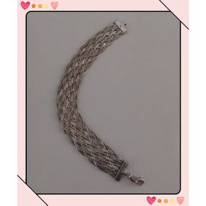 Vintage Wide Multi Braided Herringbone 925SS Italy Bracelet
